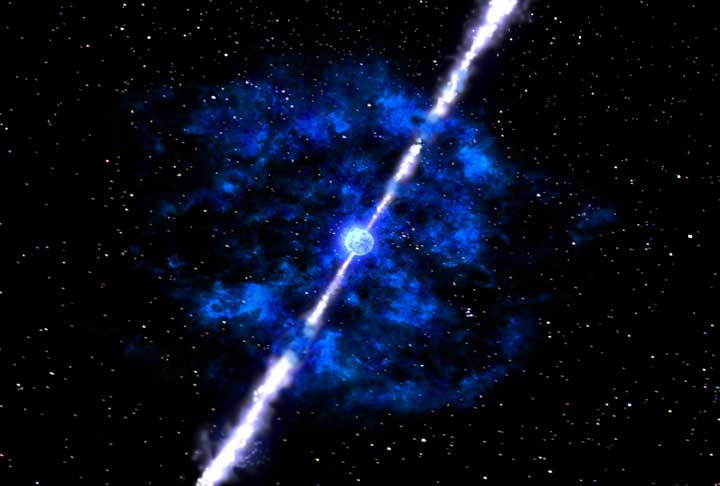 Astrophysicists Look into a Powerful Gamma-ray Burst Illustration for news: Astrophysicists Look into a Powerful Gamma-ray Burst
